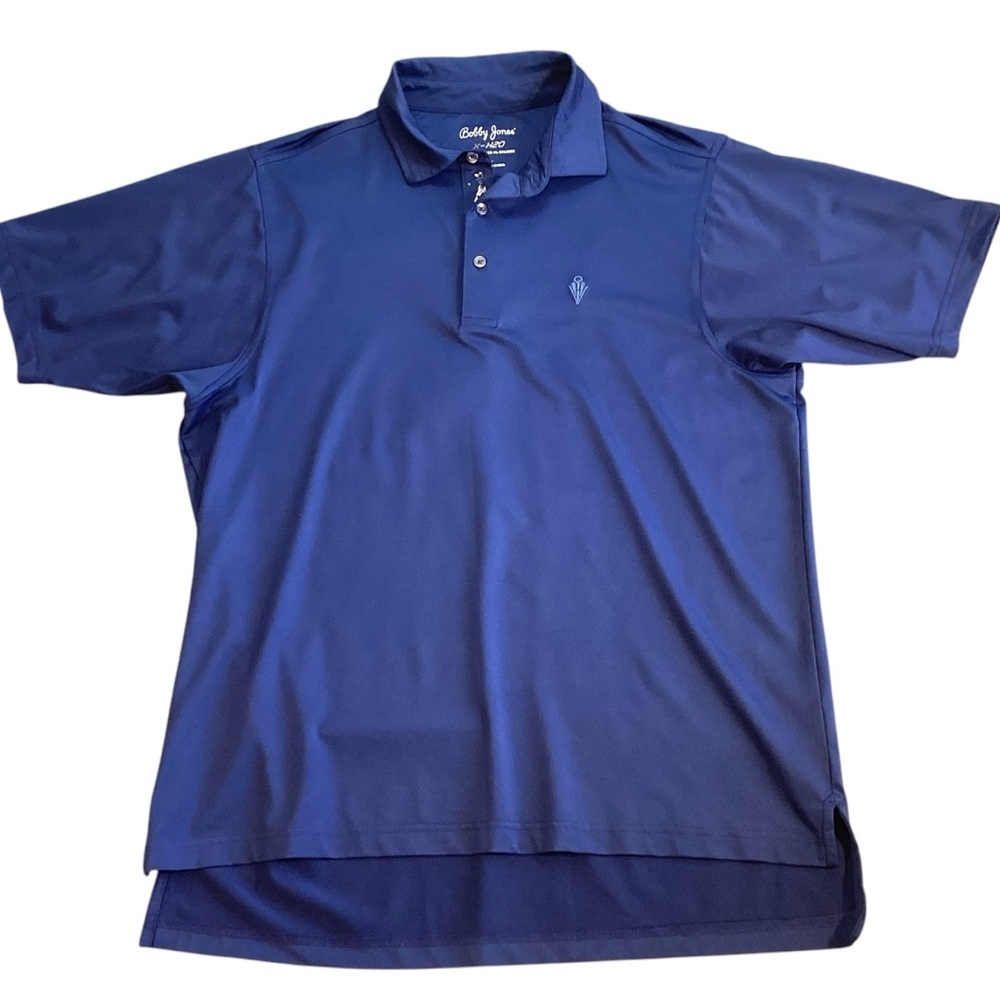 Bobby Jones Navy Blue X-H20 Performance Solid Jersey Golf Polo Shirt, Size Large
